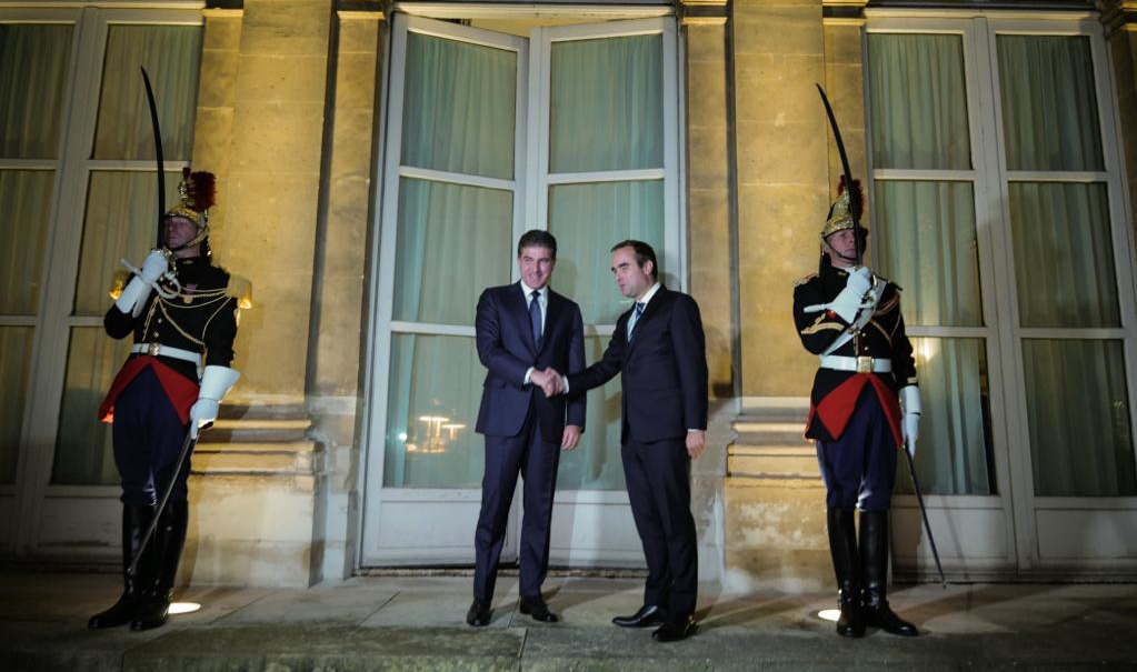 Kurdistan's President Nechirvan Barzani discusses military collaboration with French Defense Minister