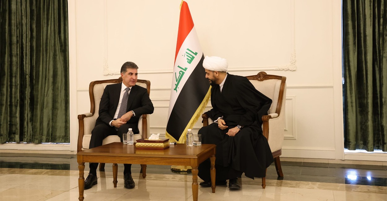 Barzani, al-Khazali discuss political, security situation in Iraq and call for dialogue