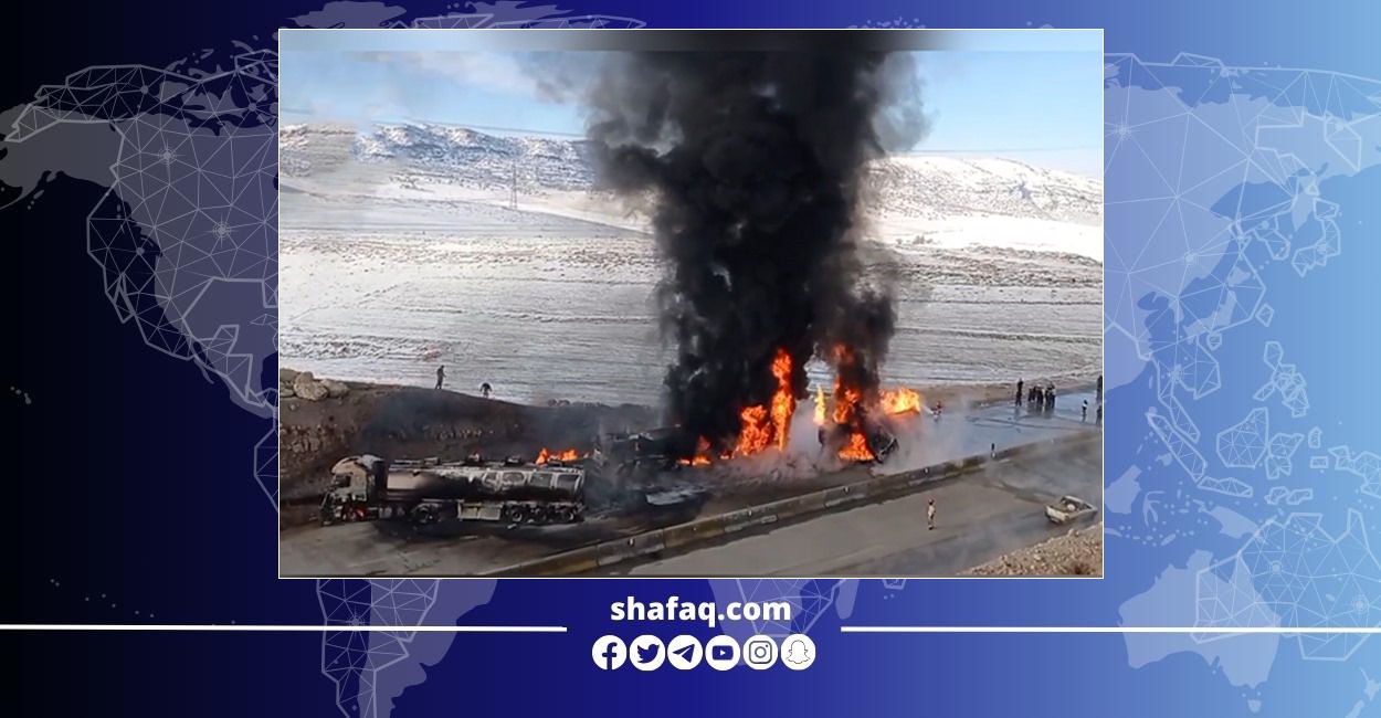 اندلاع حريق بثلاث ناقلات للوقود عراقية في إيران (فيديو)