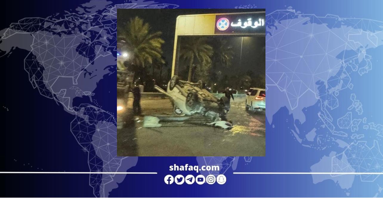 اصابة 3 أشخاص في تصادم سيارات على طريق مطار بغداد