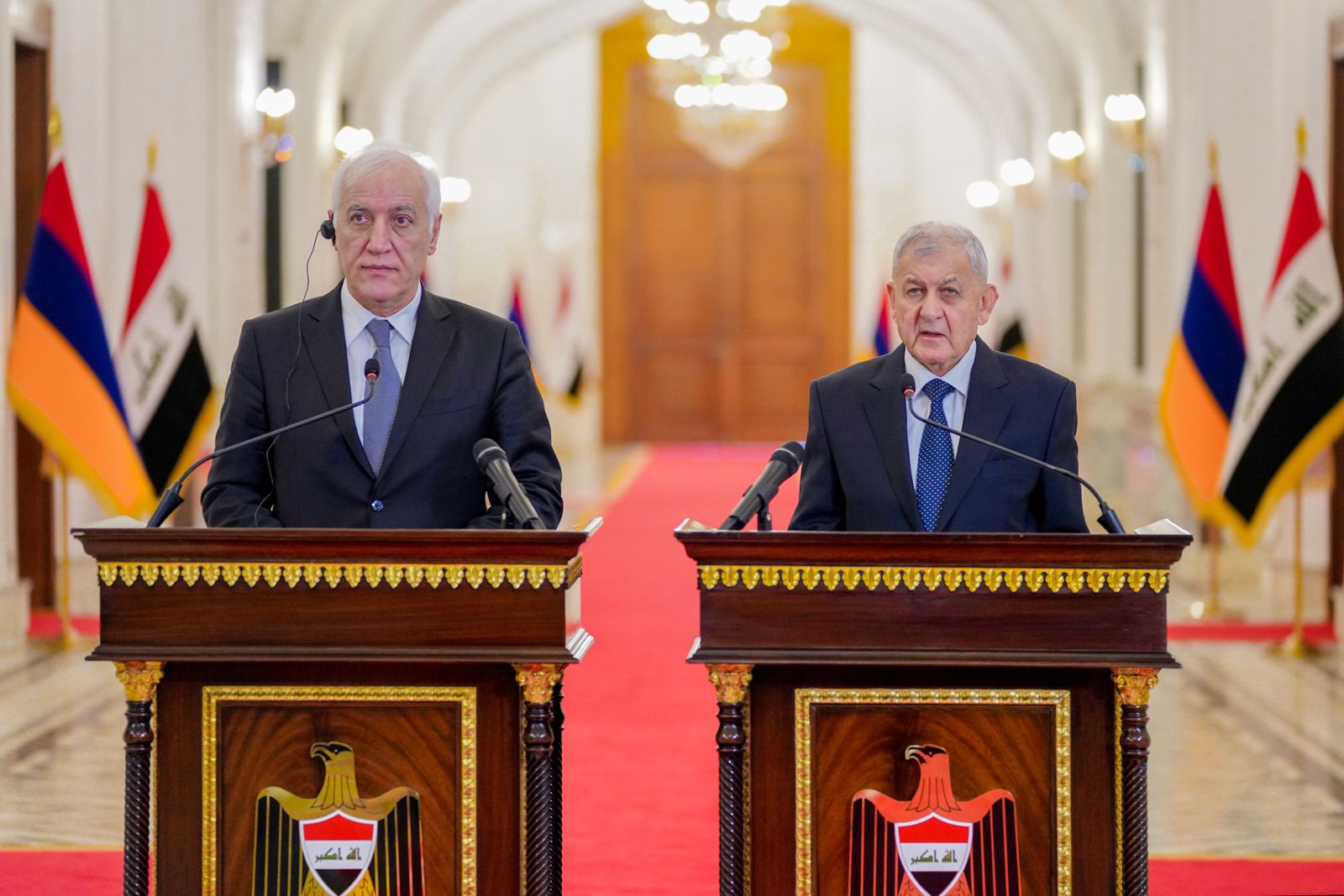 الرئيس العراقي يحث على زيادة حجم التبادل التجاري مع أرمينيا