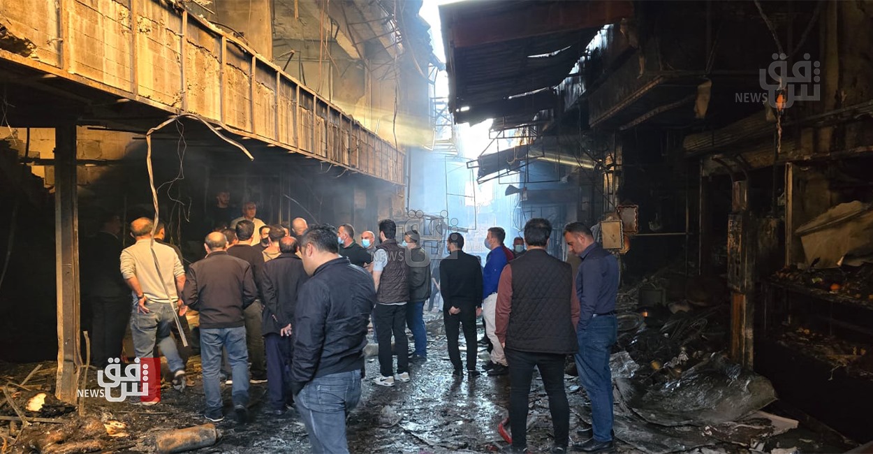 A fire destroys more than  shops in Duhok northern Iraq