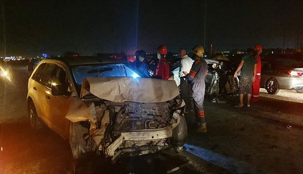 إصابة عشرة أشخاص بحادث بين ثلاث سيارات وسط كركوك