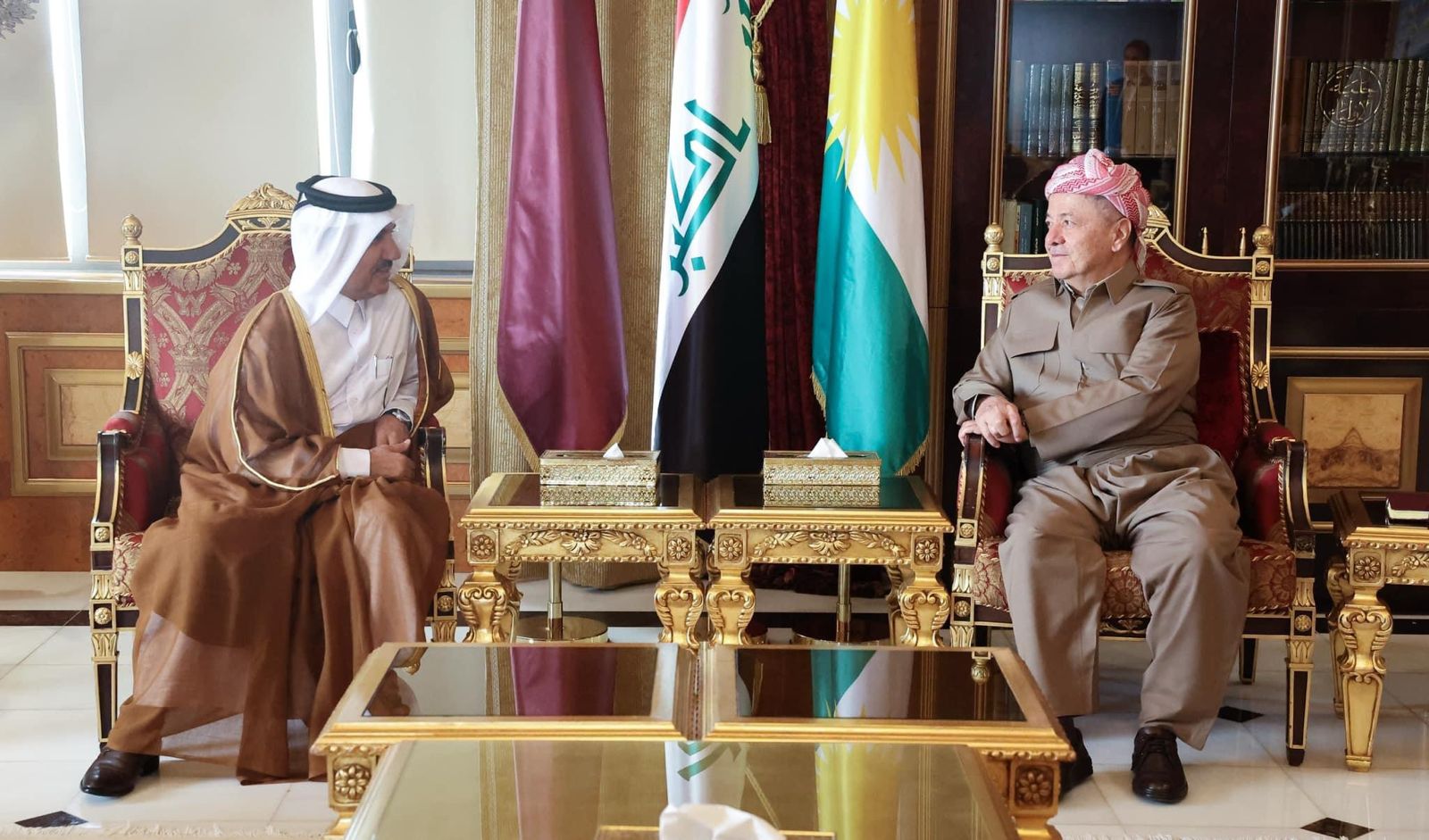 Kurdish Leader Masoud Barzani meets Qatari Foreign Ministry delegation