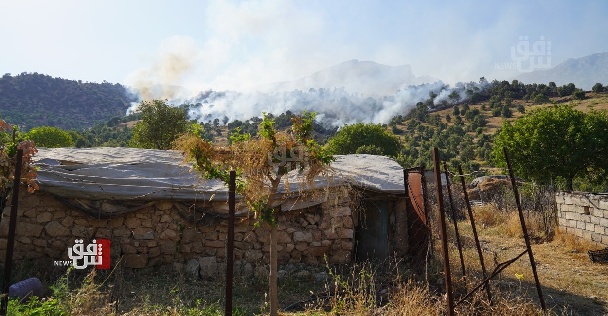 قصف تركي مزدوج يتسبب بأضرار وحرائق في مزارع وغابات شمال دهوك (فيديو)
