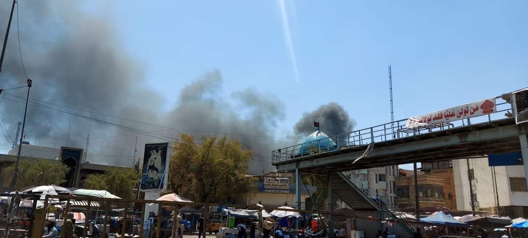 اندلاع حريق كبير في سوق الشورجة وسط بغداد