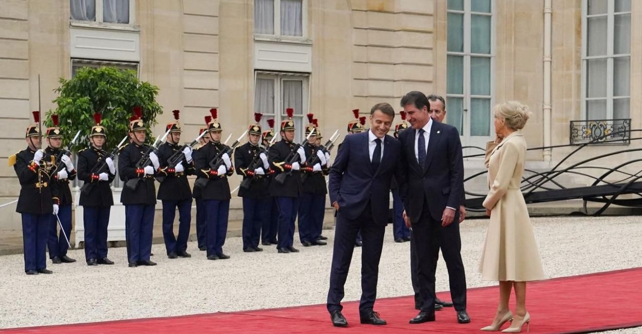 ماكرون يستقبل نيجيرفان بارزاني في قصر الإليزيه بالعاصمة باريس