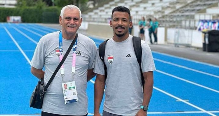 العراقي طه حسين في المجموعة الرابعة ضمن سباق ركض 100 متر في أولمبياد باريس