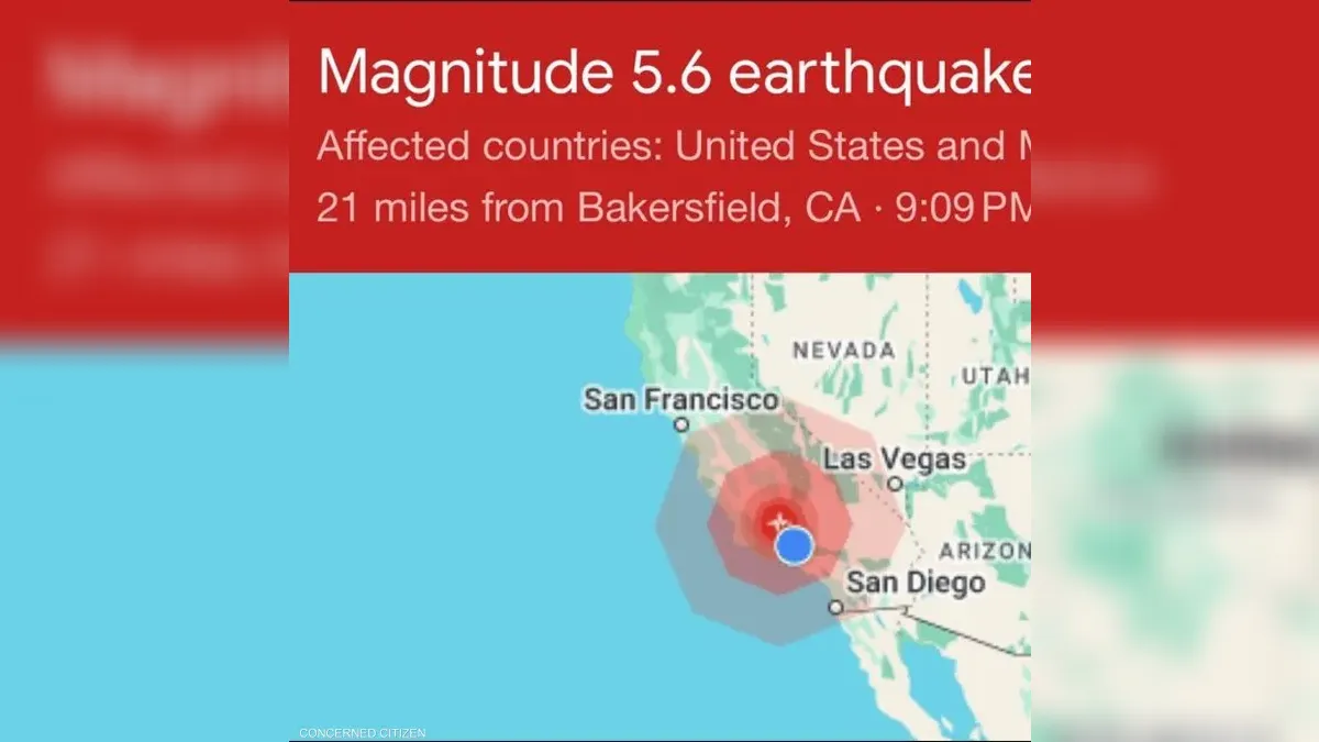 زلزال بقوة 5 درجات يضرب كاليفورنيا
