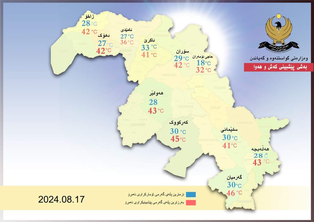 کەشناسی هەرێم: لە ناوچە کویەیلە ئەورە و لە باشوور تەپوتووز سووکیگ