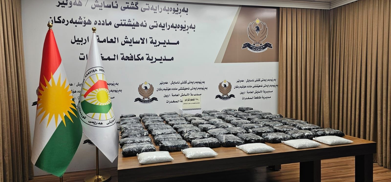 Kurdistan’s Anti-Narcotics Directorate seizes 78 Kg of crystal meth, arrests 2 traffickers