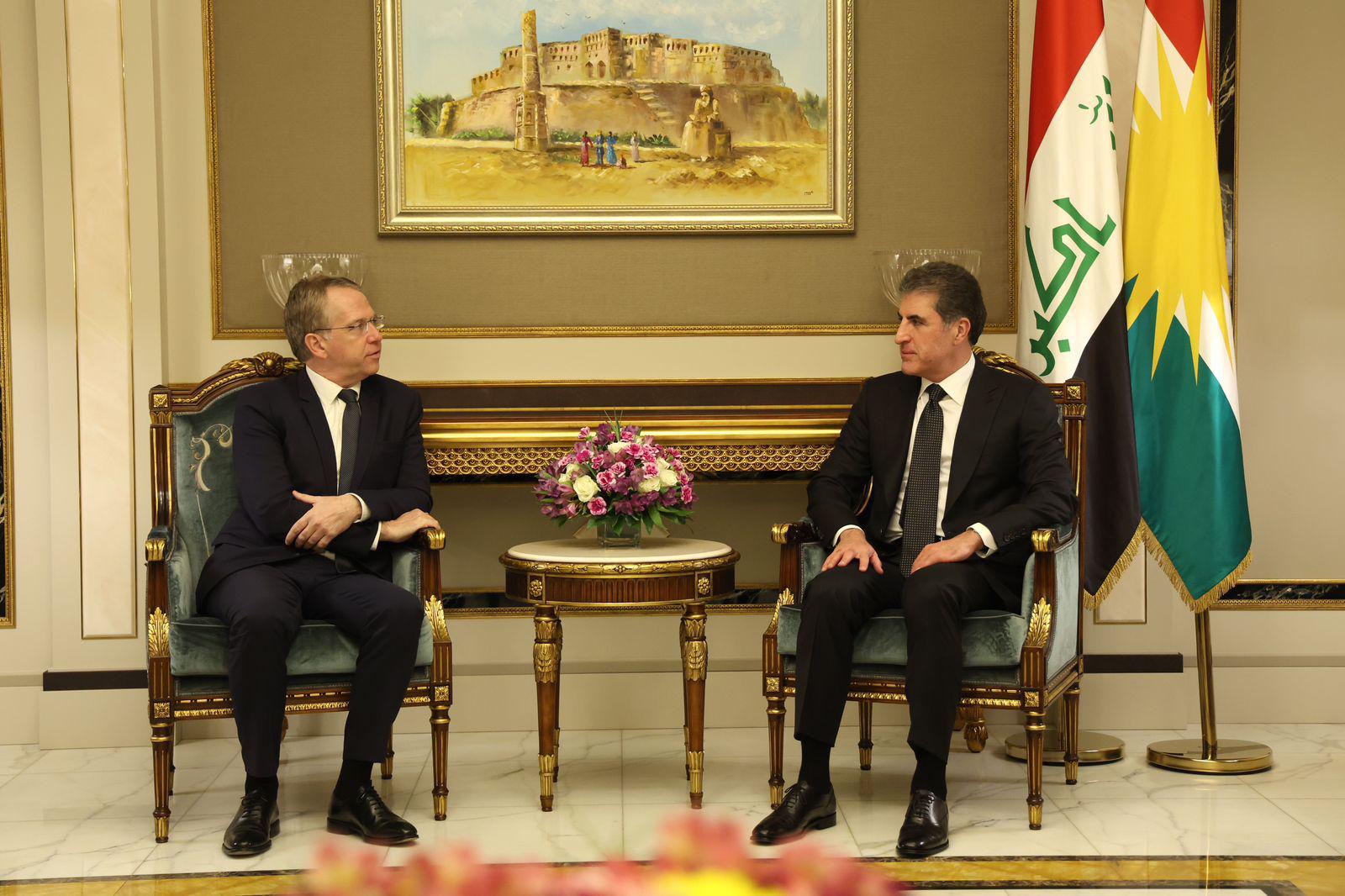 President Barzani and French Ambassador stress shielding Iraq from regional turmoil