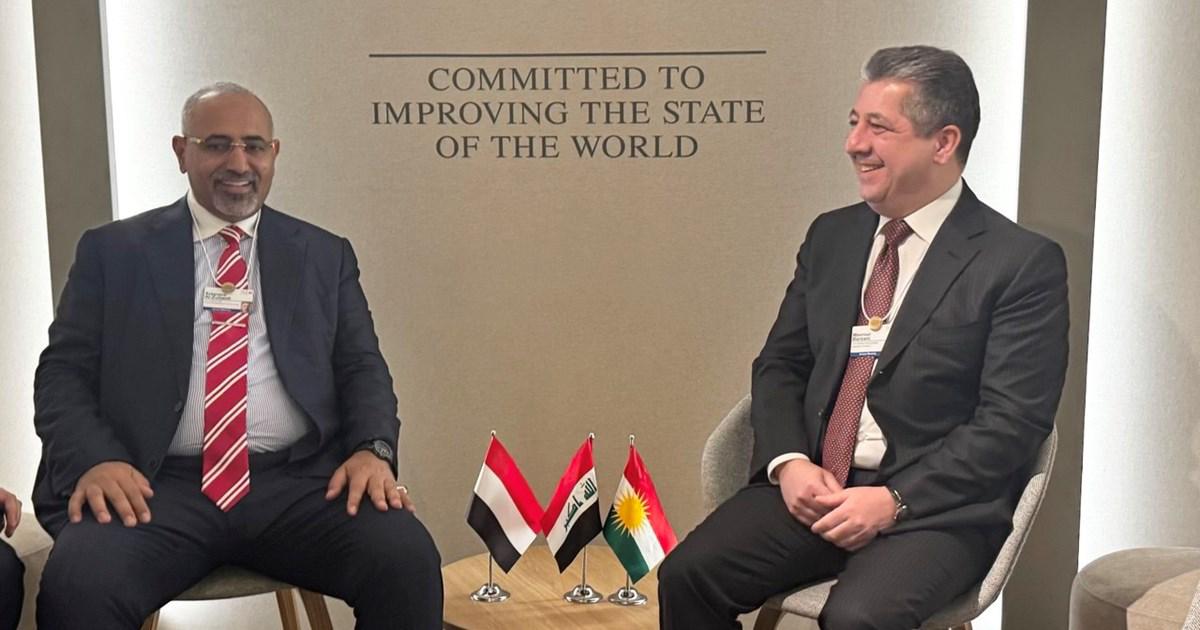 PM Barzani, Yemeni leader discuss regional peace at Davos forum