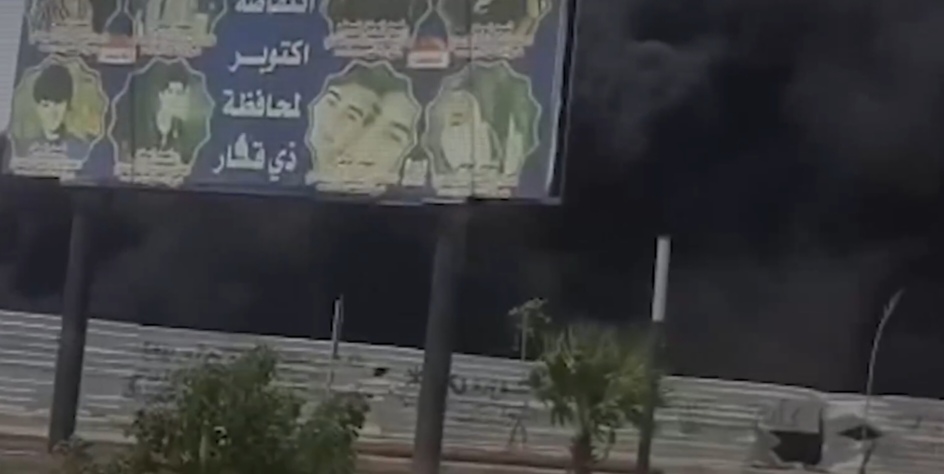 هیزگردن ئاگر گەورەیگ نزیک بازاڕ هەرەج لە ناسریە