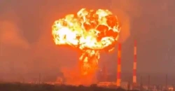 Ukrainian drone strike ignites Russian oil refinery