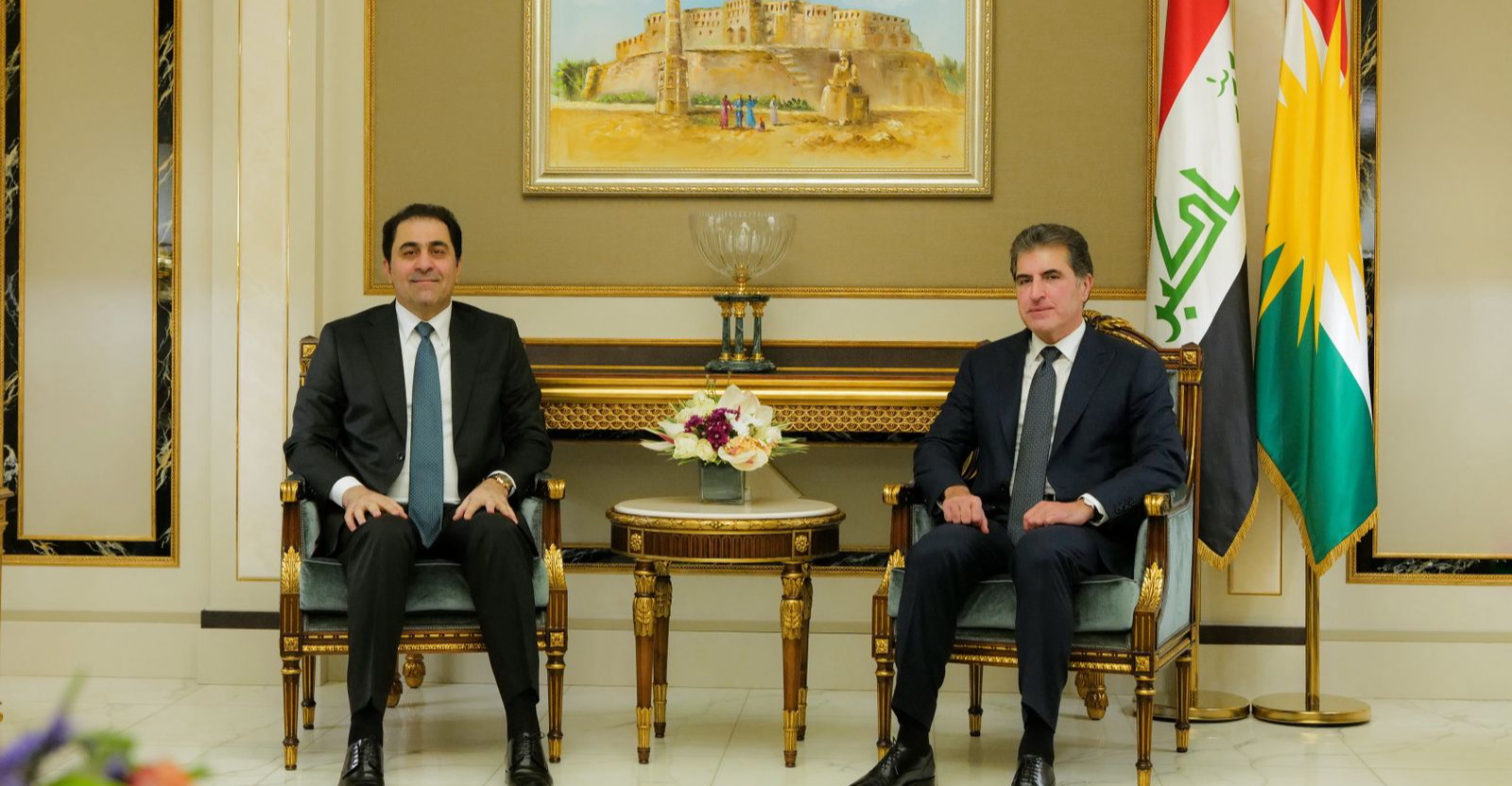 President Barzani with Iraq's al-Mandalawi: Baghdad-Erbil disputes on table