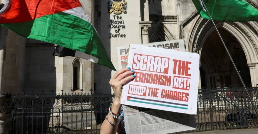 UK charges six people for defying ban on pro-Palestine group
