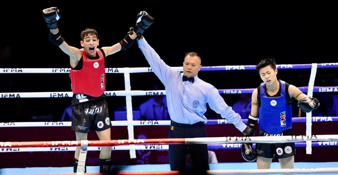 العراق يتأهل لنهائي المواي تاي وزن 51 كغم بدورة الألعاب الآسيوية للشباب