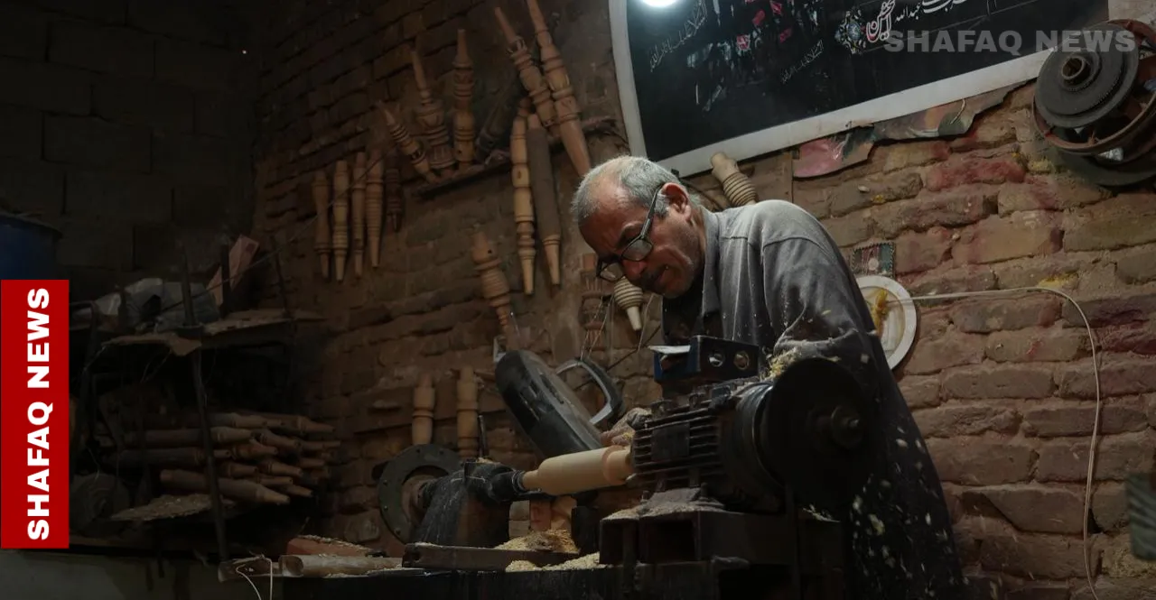Handmade hookah stems revive traditional carpentry in Baghdad