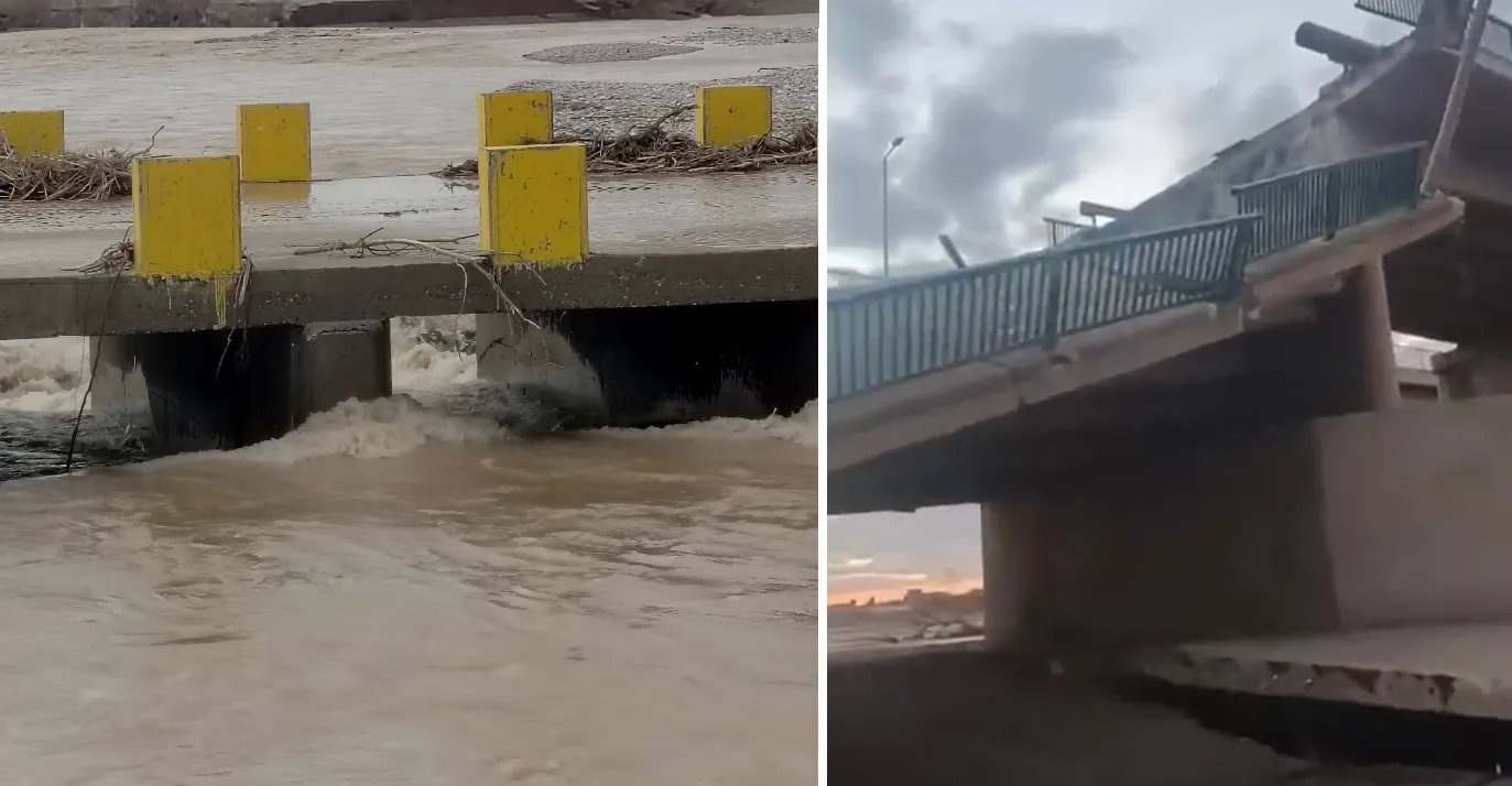 سيول طوزخورماتو.. انهيار جديد في الجسر الجنوبي وافتتاح مؤقت للطريق الحولي (صور وفيديو)