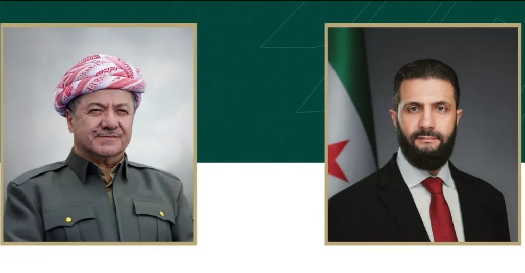 بارزاني والشرع يستعرضان هاتفياً مستجدات الأوضاع في سوريا
