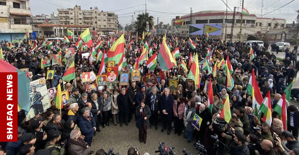 Kurds hold mass march in Syria’s Qamishli backing unity