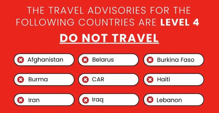 بينها العراق.. الخارجية الأميركية تحذّر مواطنيها من السفر إلى 21 دولة