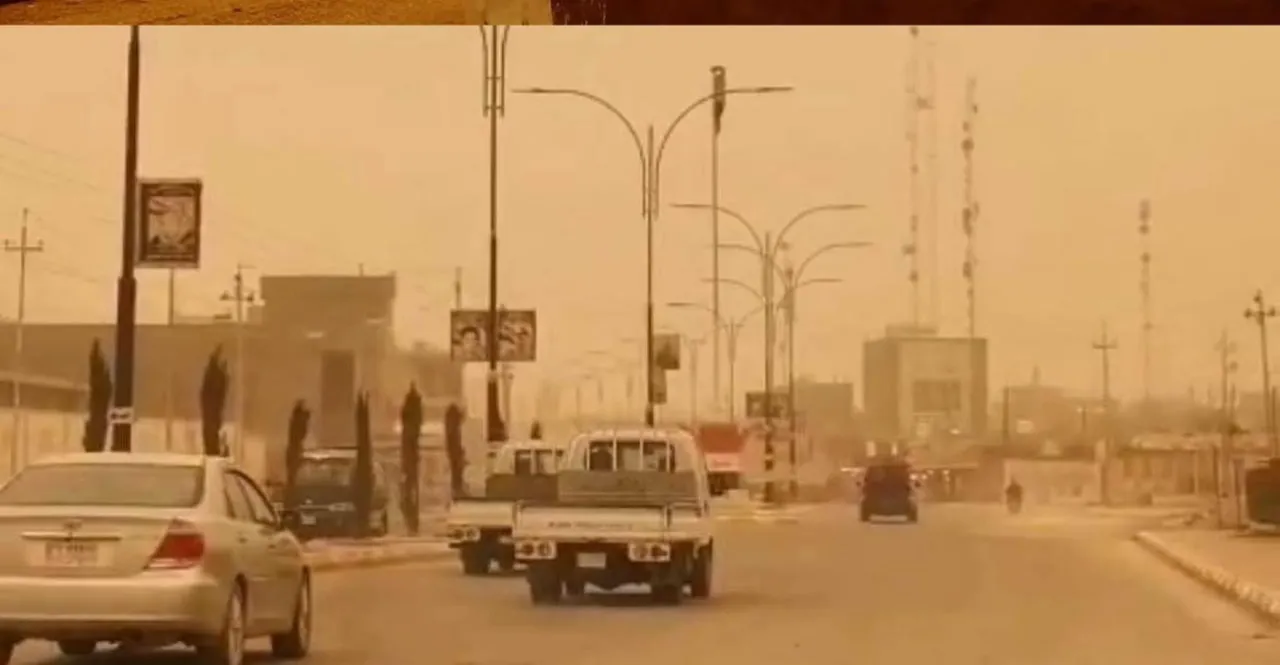 العاصفة الترابية تضرب غرب العراق عبر مدينة القائم