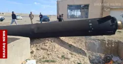 Rocket debris falls near Shirqat village in northern Iraq