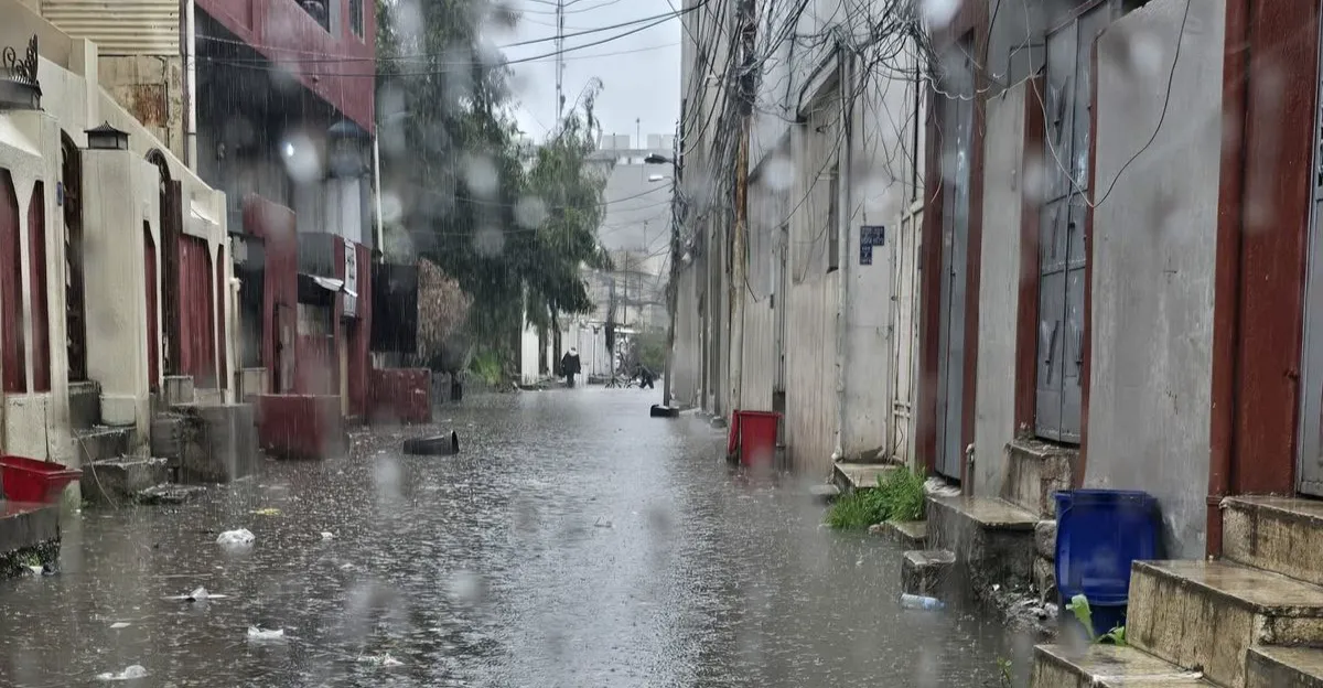 أمطار غزيرة تغرق شوارع الموصل وتسبب طفح المجاري.. فيديو