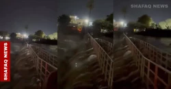 السيول تجرف جسر جلوى الشهير في خانقين