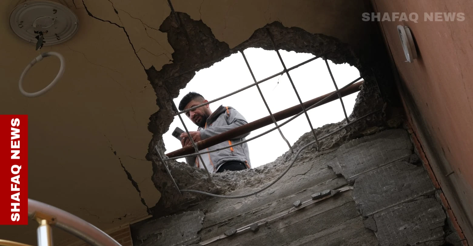 "شفق نيوز" توثق بالصور دمار منازل في أربيل إثر سقوط أجزاء من مسيّرة