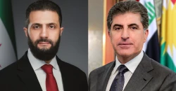President Barzani, Syria’s Al-Sharaa discuss Iraq stability amid regional war