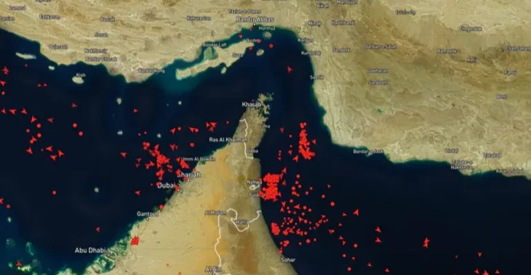 Strait of Hormuz traffic collapses to near-zero
