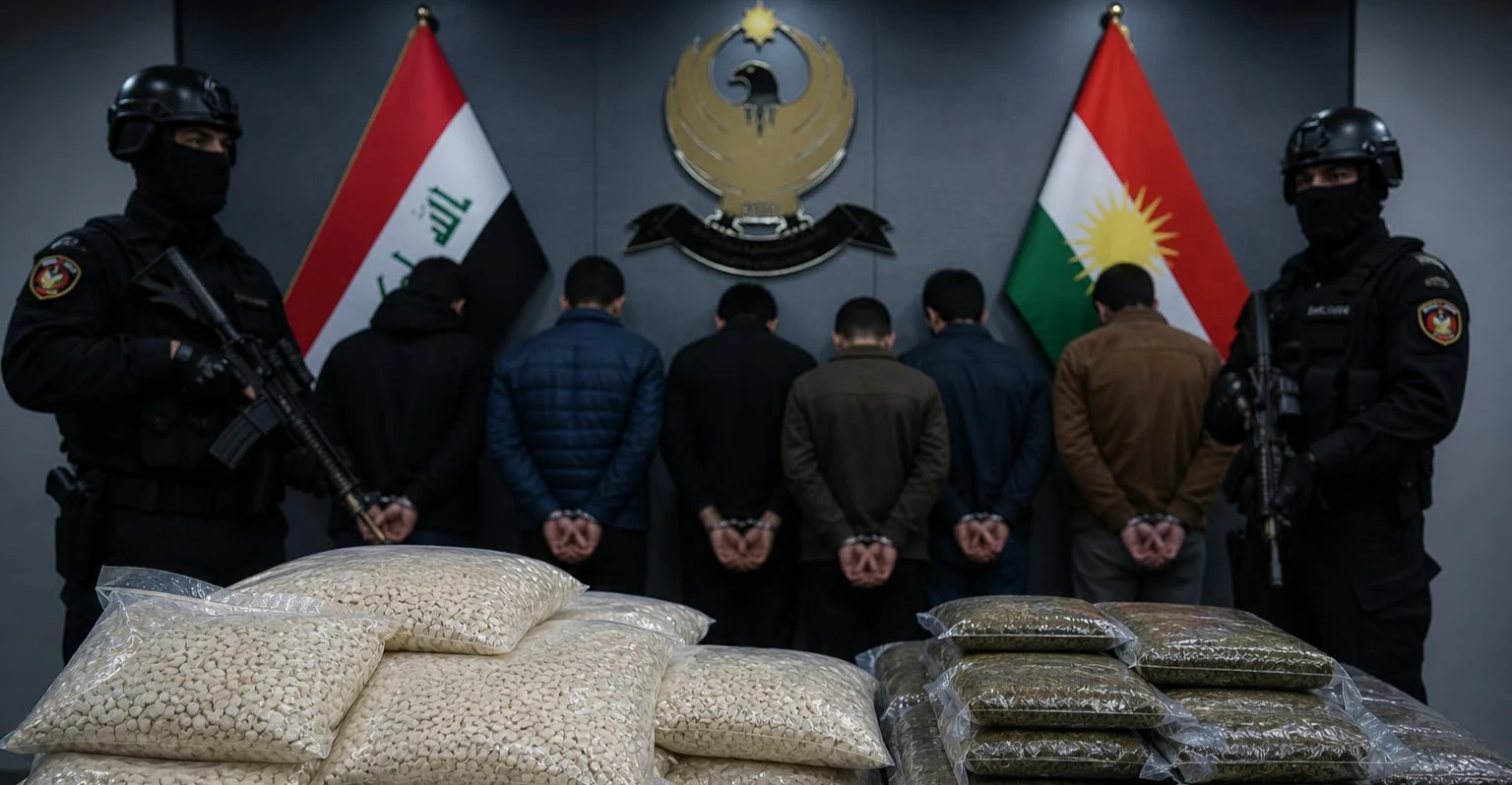 بالتنسيق مع بغداد.. أمن كوردستان يعلن تفكيك شبكة مخدرات دولية