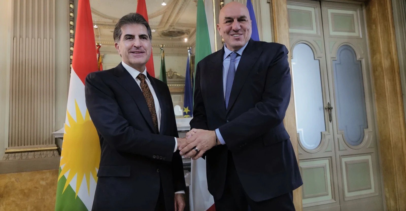 نێچیروان بارزانی و وەزیر وەرگری ئیتالیا باس لە وەرەونواچگنەیل هەرێمی و وەهیزکردن هاوکاری ئەرا نواگیریکردن تیرۆر کەن