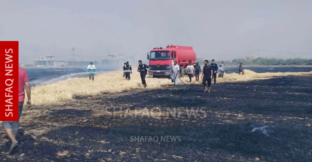 Fire damages about 10 dunums of wheat field in Kirkuk village