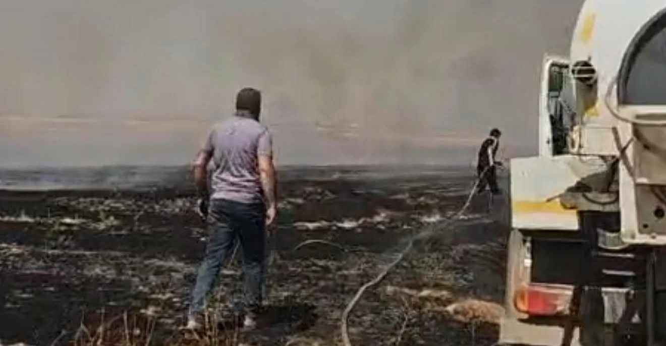 Firefighters battling three separate farm fires across Nineveh province