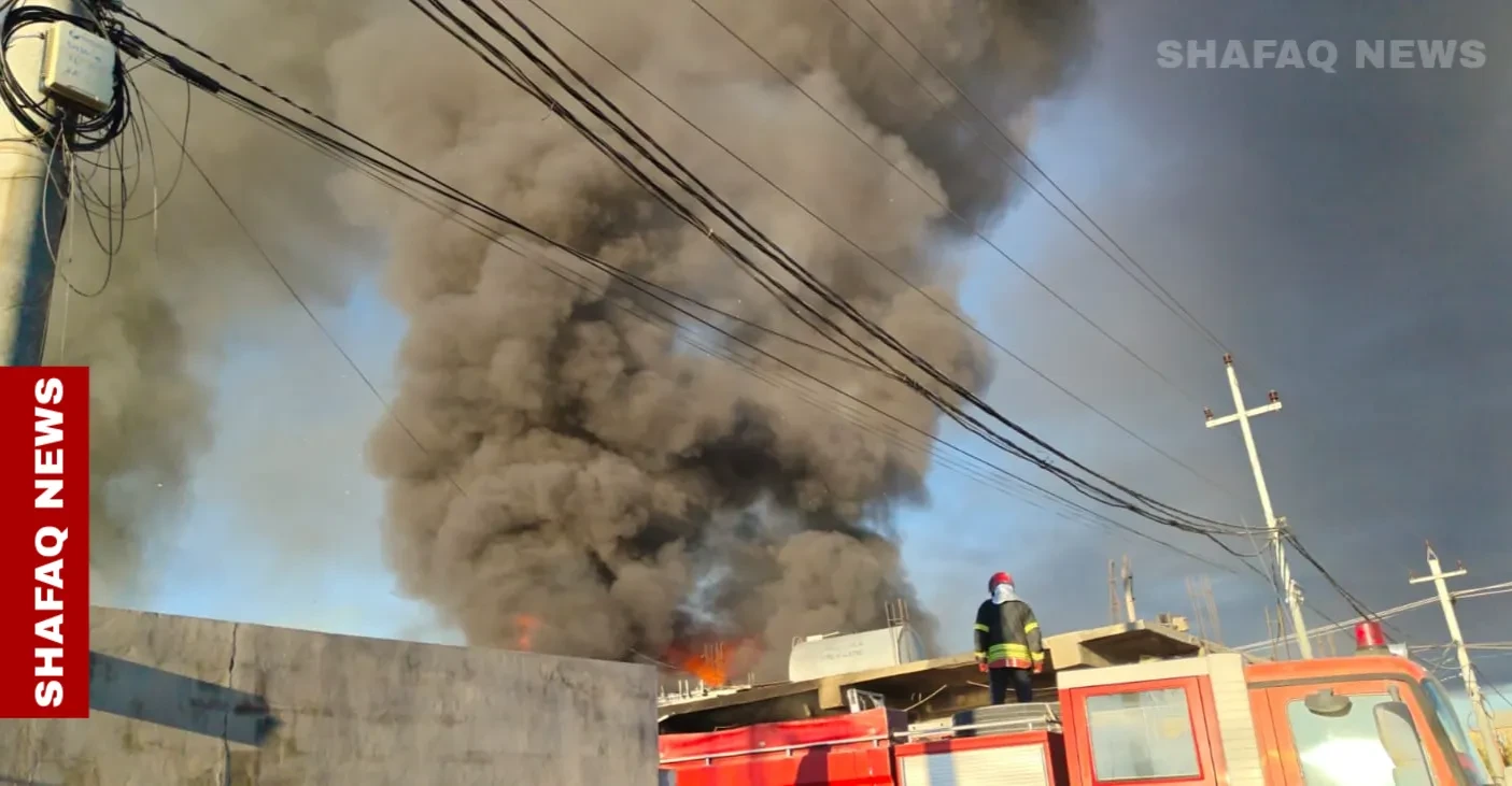احتراق مستودعين تجاريين لتخزين المواد الغذائية في أربيل
