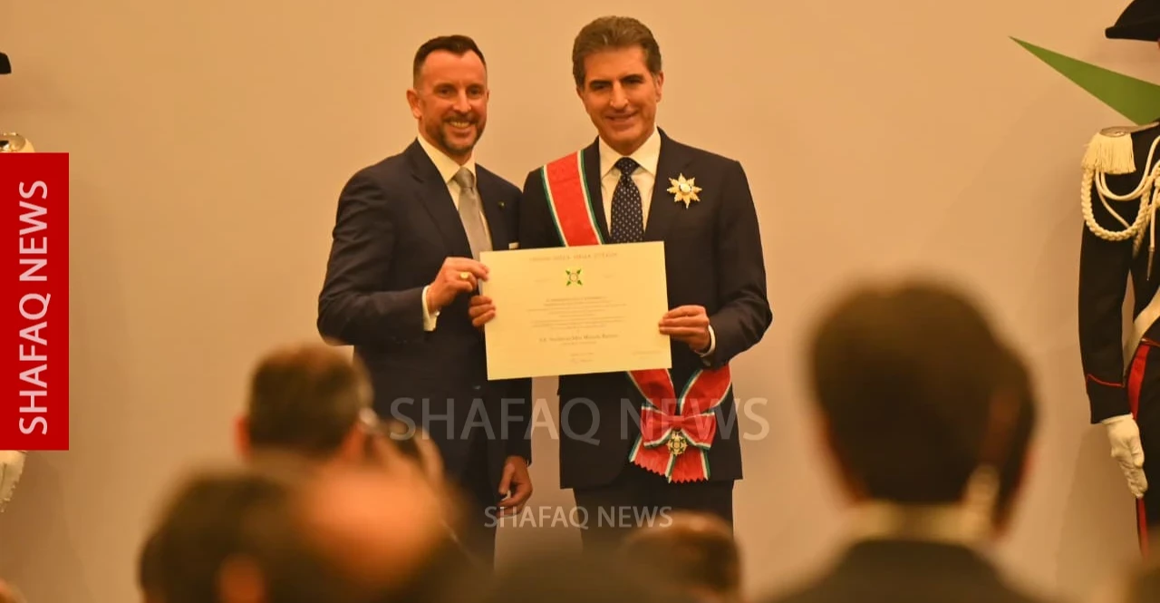 چشتیگ دۊرتر لە رێزلینان.. خوەنستنیگ لە نشانەیلو"هەسارەی ئیتالیا" لەبان سینەی نێچیرڤان بارزانی