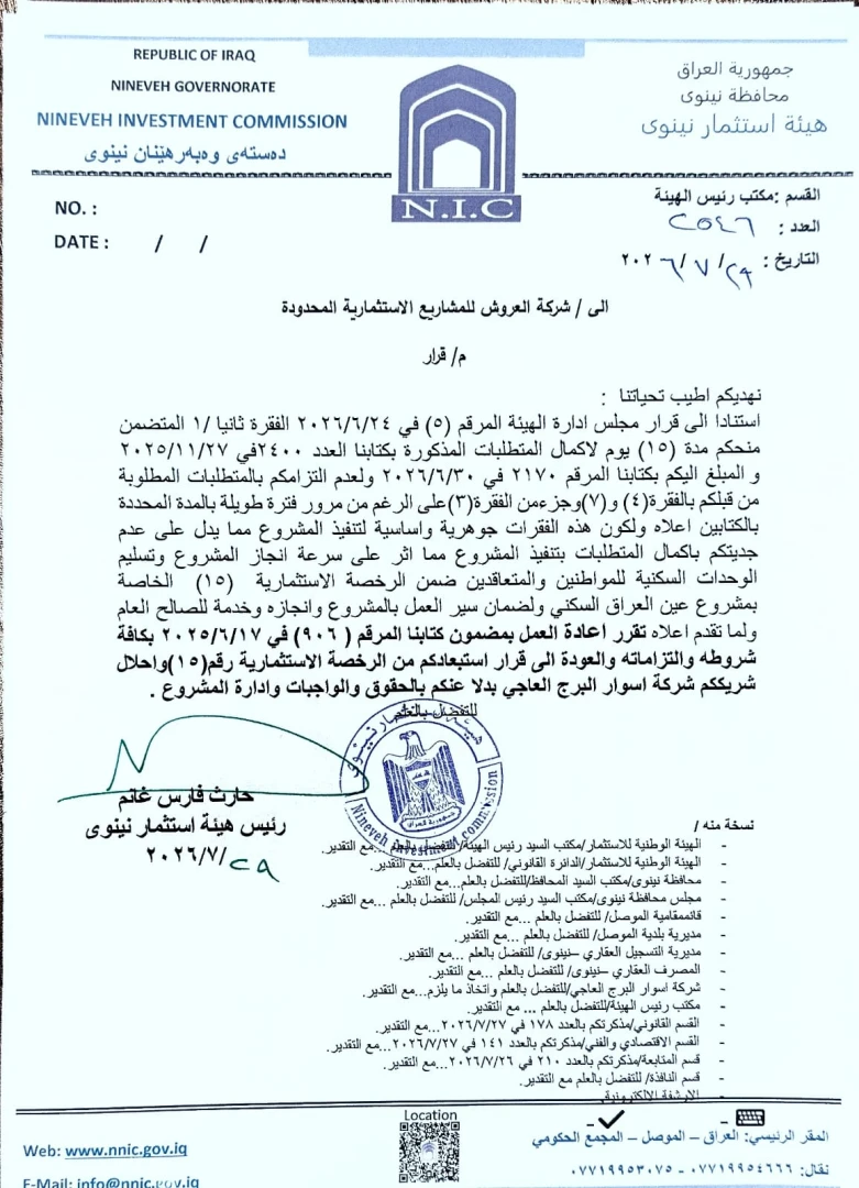 المجمعات السكنية.. تحركات في الأنبار ونينوى لمراجعة الأسعار ومحاسبة المتلكئين