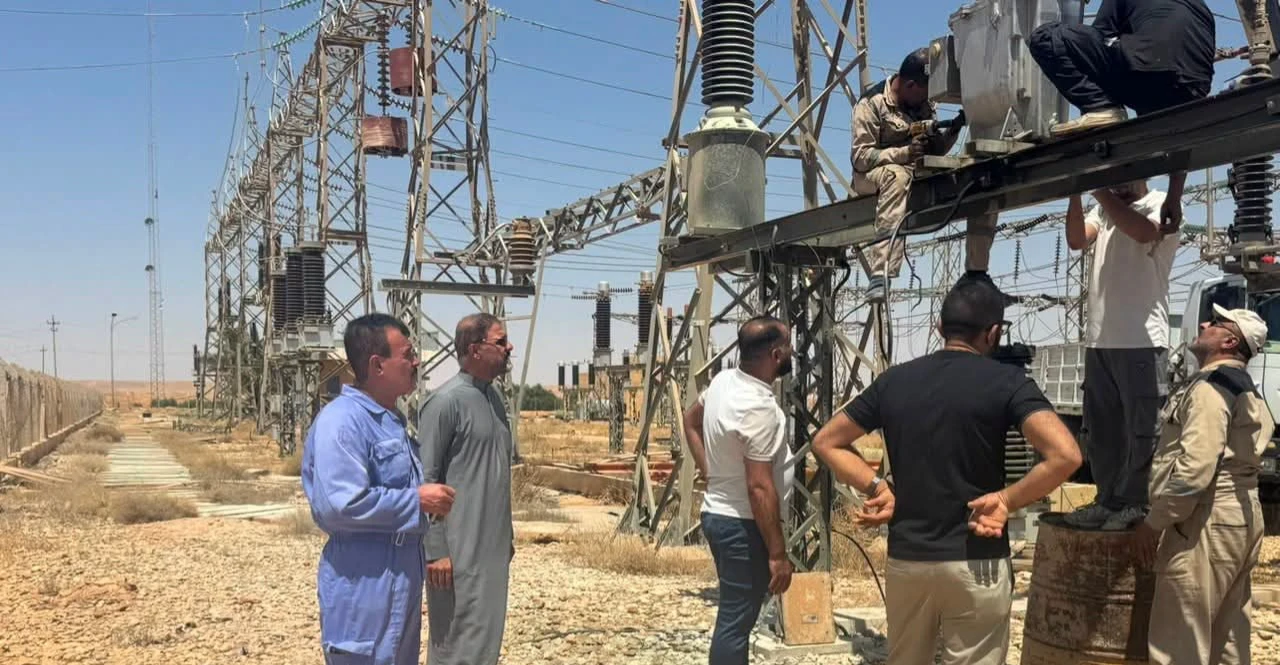 خلل فني يتسبب باندلاع حريق في محطة كهرباء الرطبة