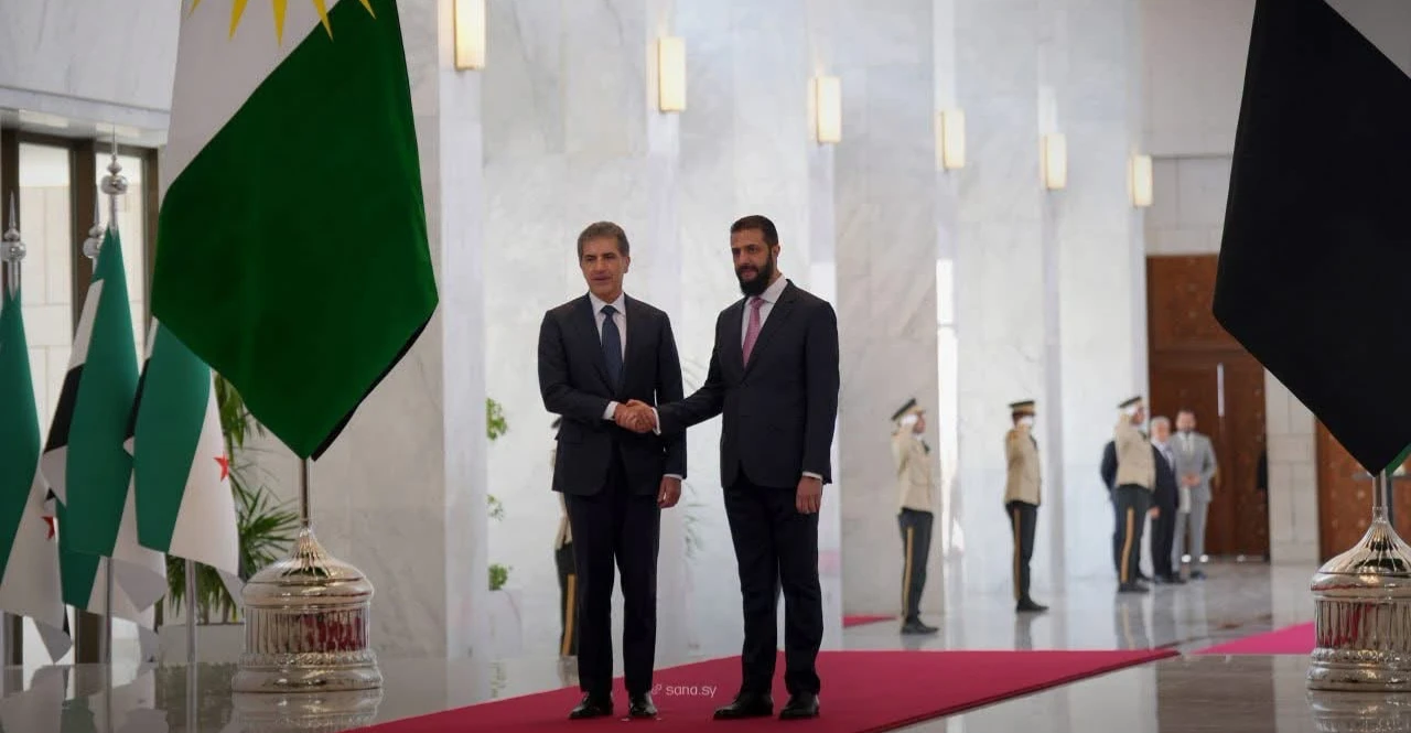 Syrian President Sharaa meets Kurdish Region's Barzani in Damascus