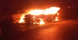 مصرع 3 مدنيين بينهم طفلان بحادث صهريج عراقي على طريق حمص - طرطوس (فيديو)