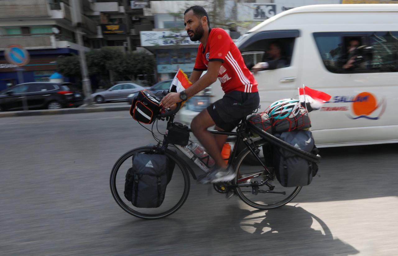 Egyptian gets on his bike for World Cup road trip