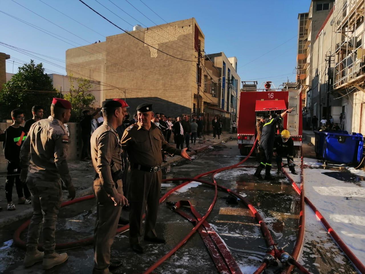 احتواء حريق بمطعم ببغداد عبر 7 فرق اطفاء