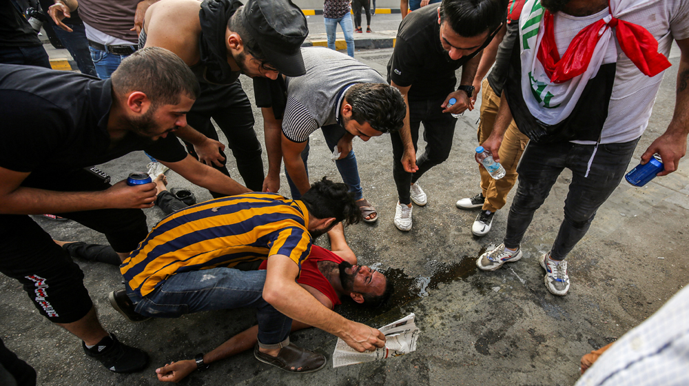 A British newspaper accuses the West of indifferent to repression of Iraqi demonstrators