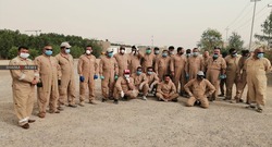 Iraqi staff protest against a British company southern Iraq