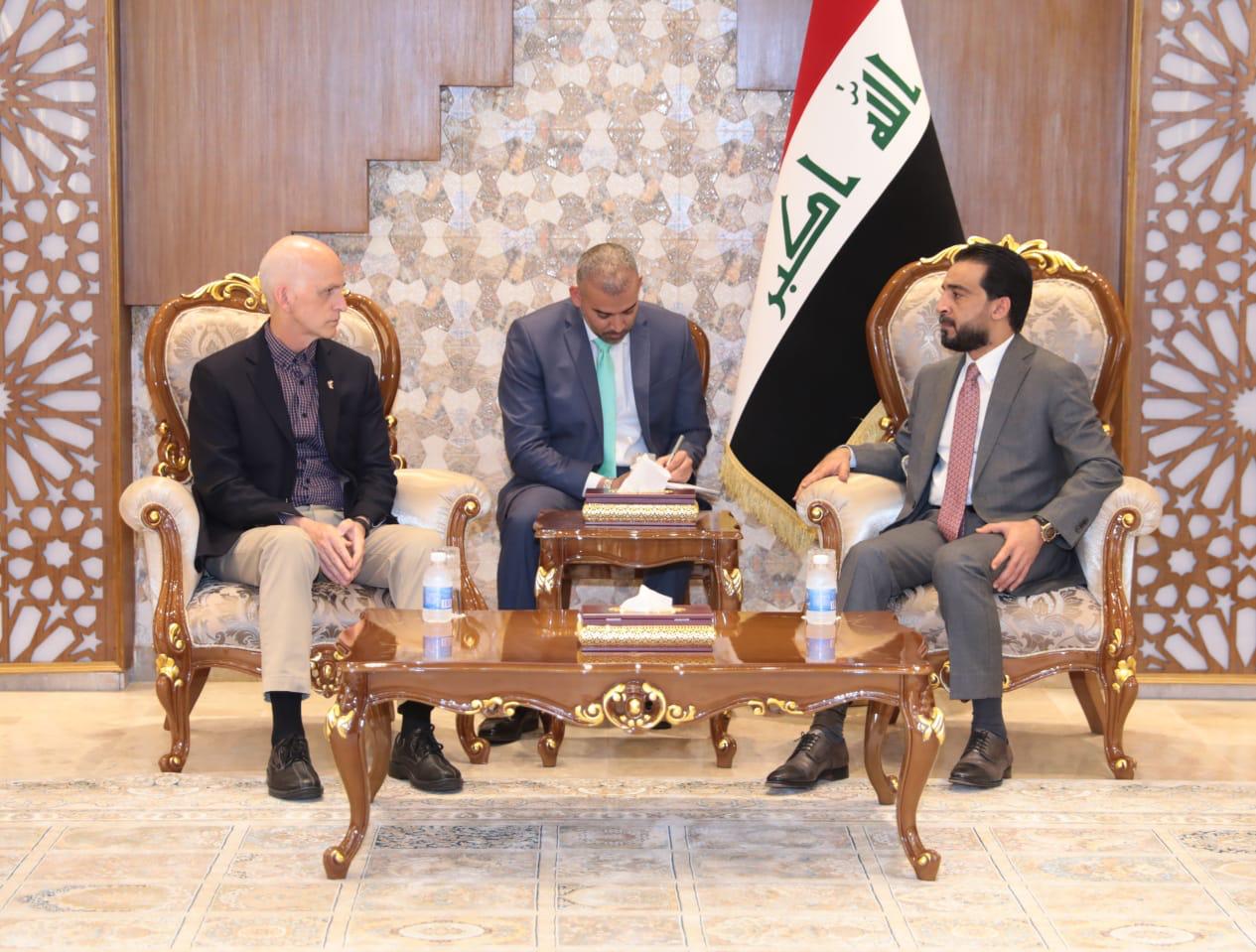 Al-Halbousi briefs an American delegation on the protesters’ demands and gets an offer of assistance