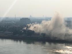 صور .. حريق في المنطقة الخضراء المحصنة وسط العاصمة بغداد